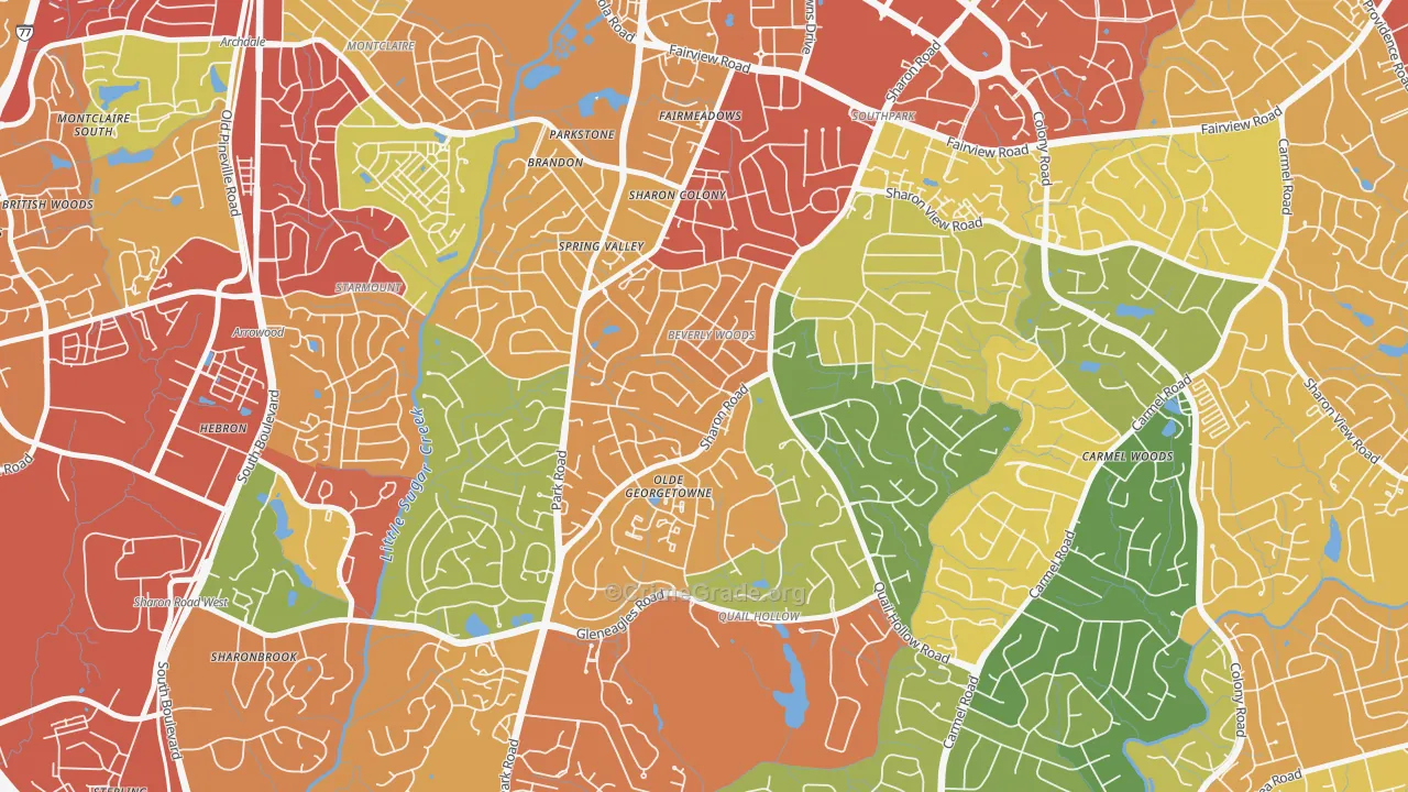 Beverly Woods, Charlotte, NC Map of Drug-Related Crime Rates