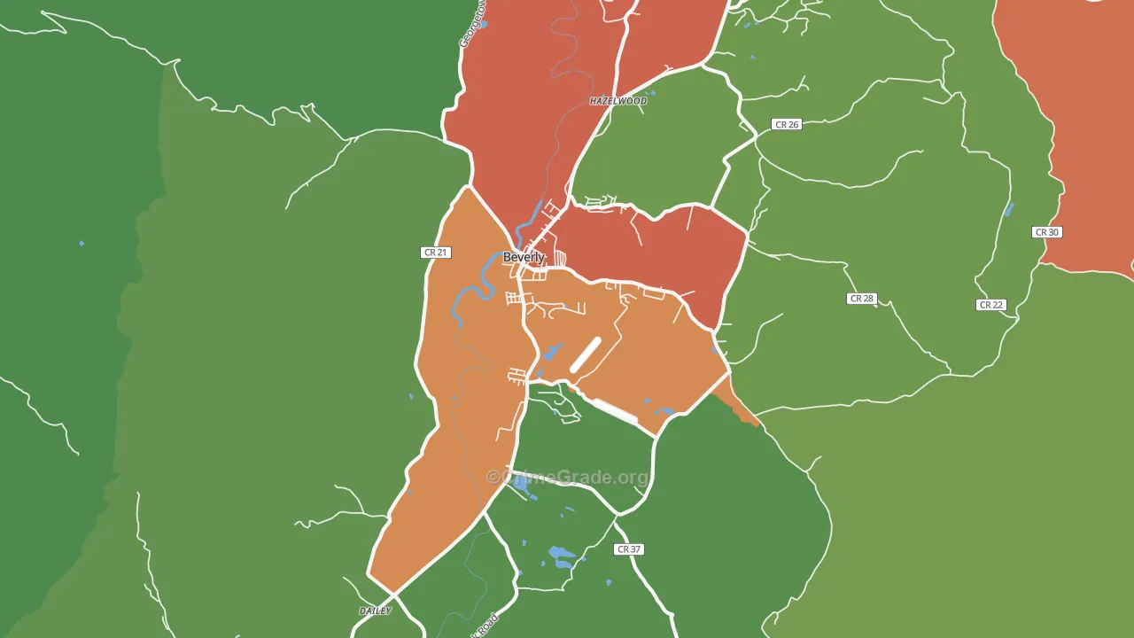 Beverly, WV Map of Drug-Related Crime Rates