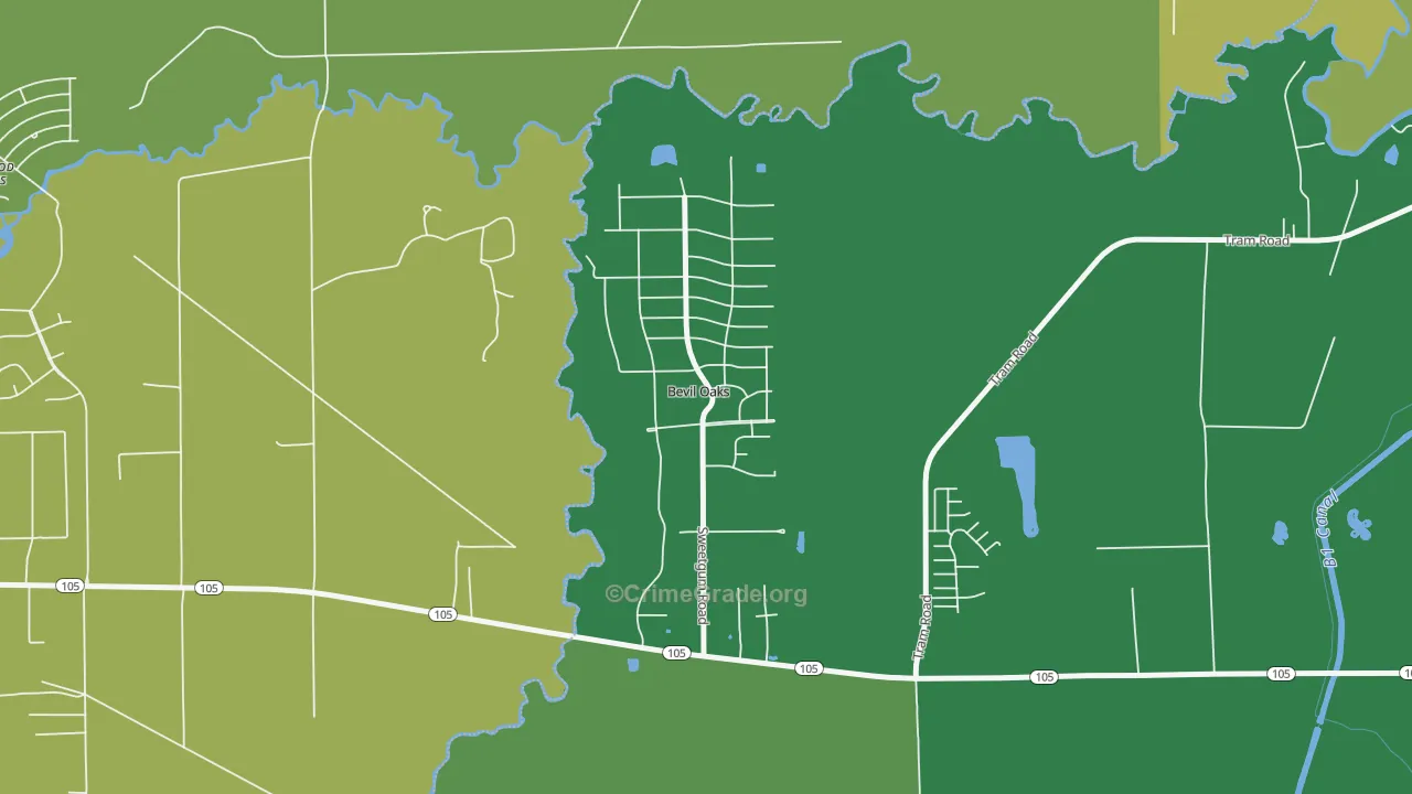 Bevil Oaks, TX Map of Drug-Related Crime Rates