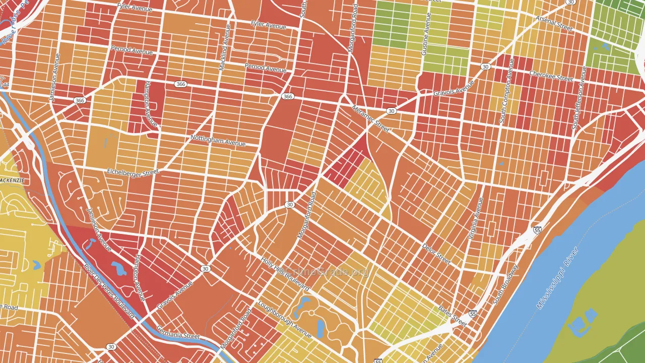 Bevo Mill, St. Louis, MO Map of Drug-Related Crime Rates