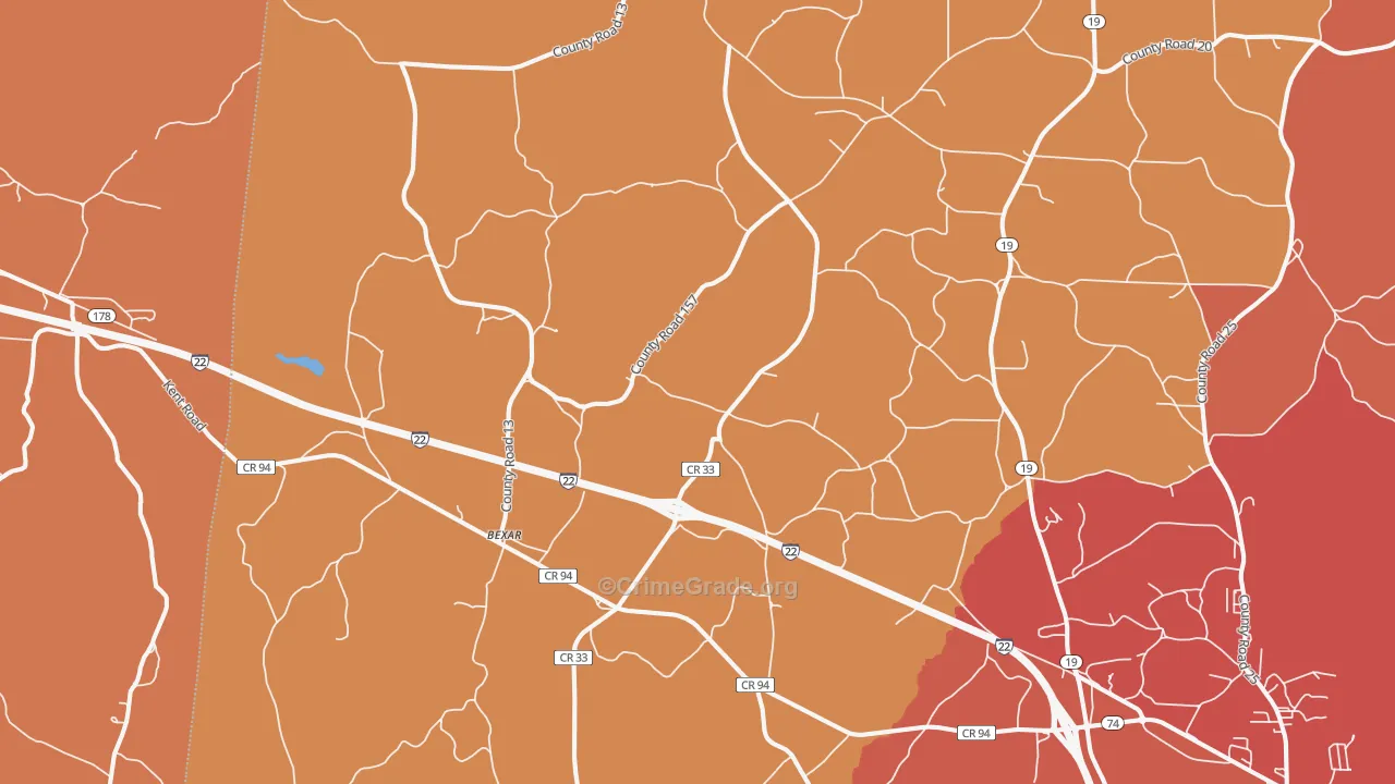 Bexar, AL Map of Drug-Related Crime Rates
