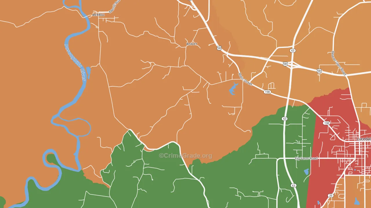 Bexley, MS Map of Drug-Related Crime Rates