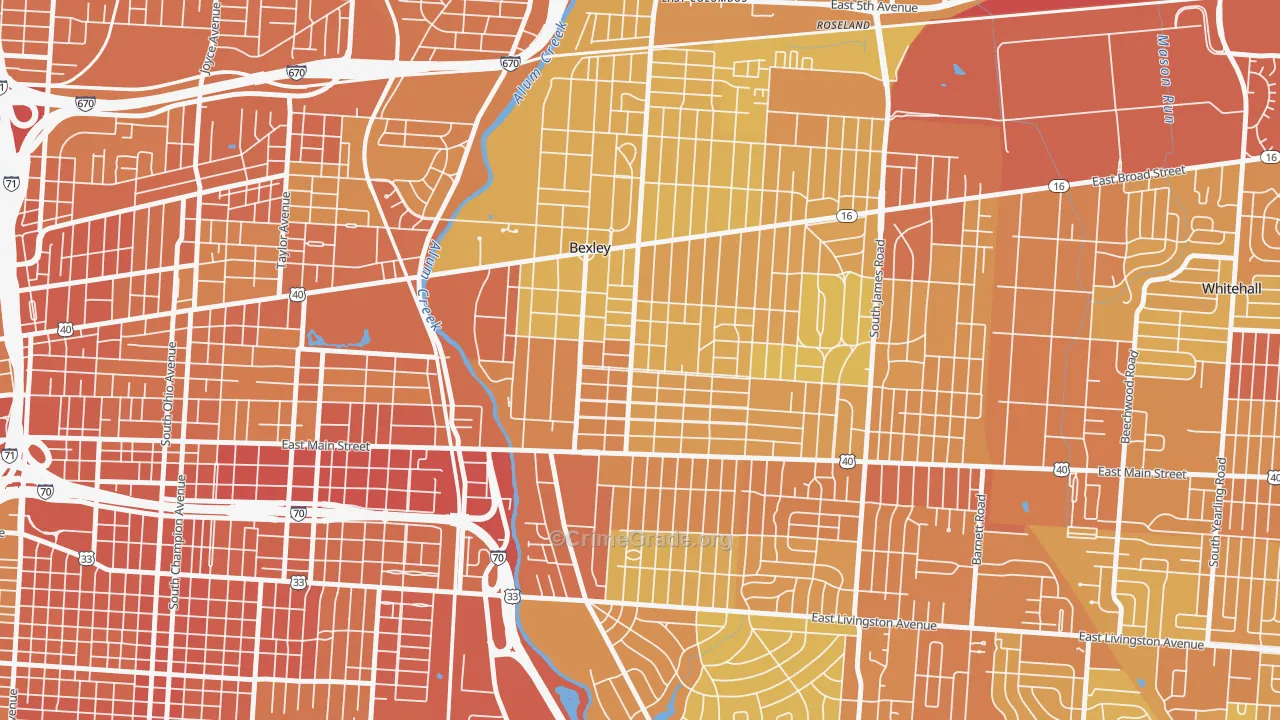 Bexley, OH Map of Drug-Related Crime Rates
