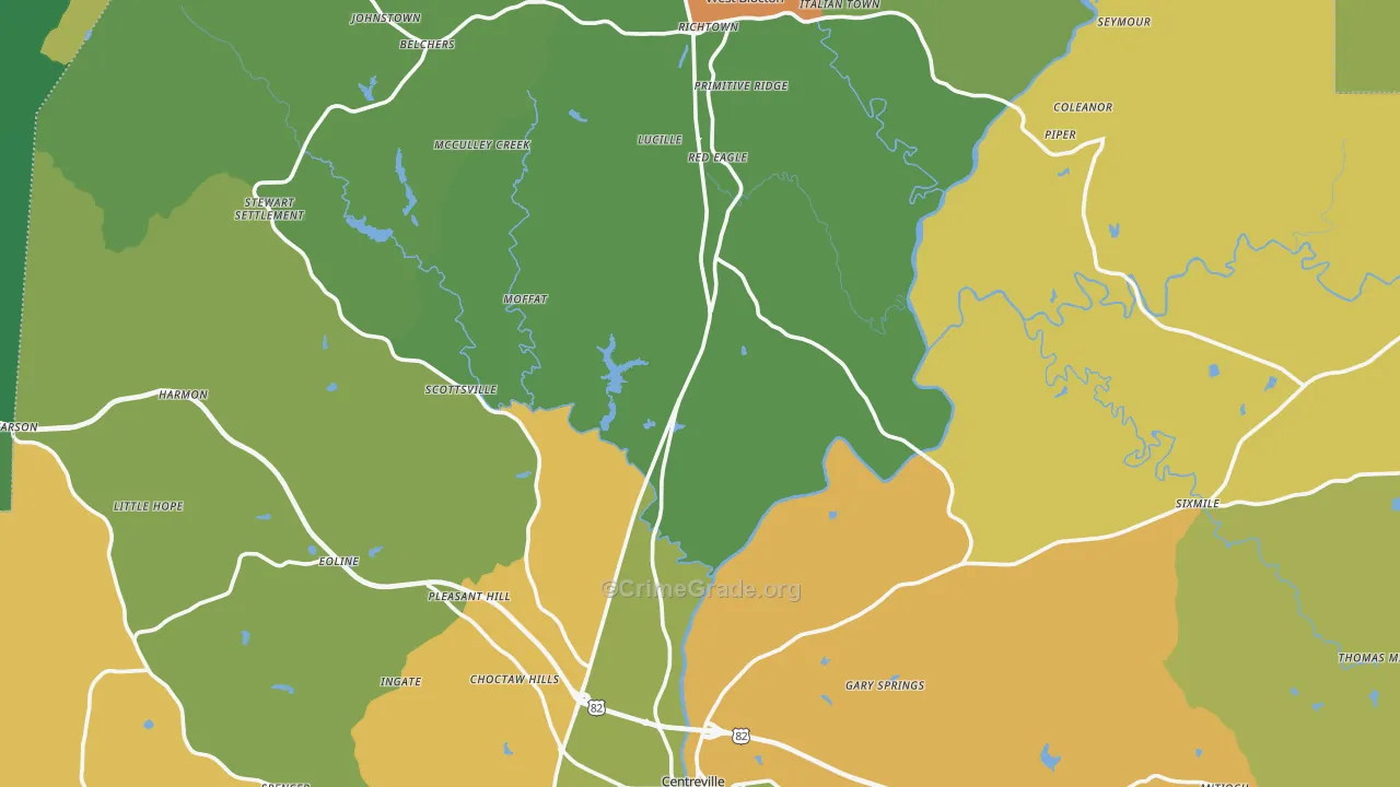 Bibb County, AL Map of Drug-Related Crime Rates