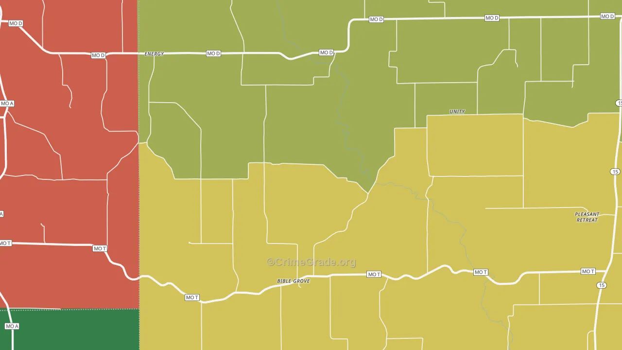 Bible Grove, MO Map of Drug-Related Crime Rates