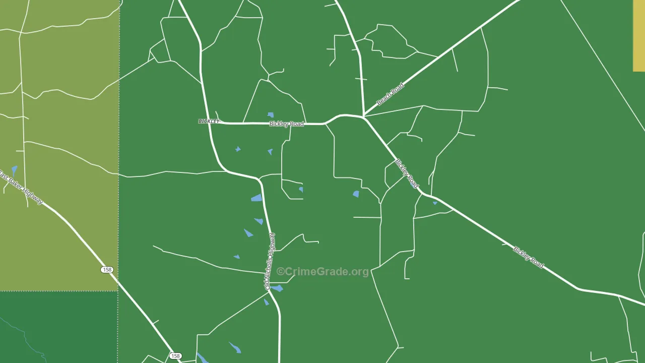 Bickley, GA Map of Drug-Related Crime Rates