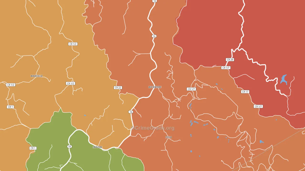 Bickmore, WV Map of Drug-Related Crime Rates