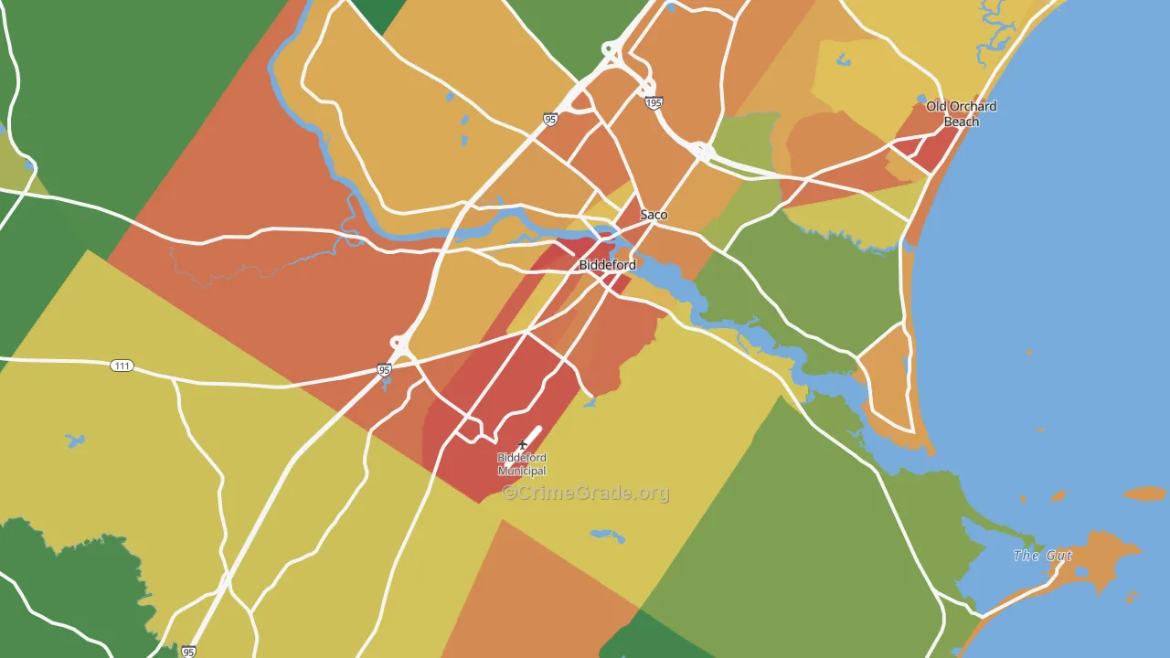 Biddeford, ME Map of Drug-Related Crime Rates