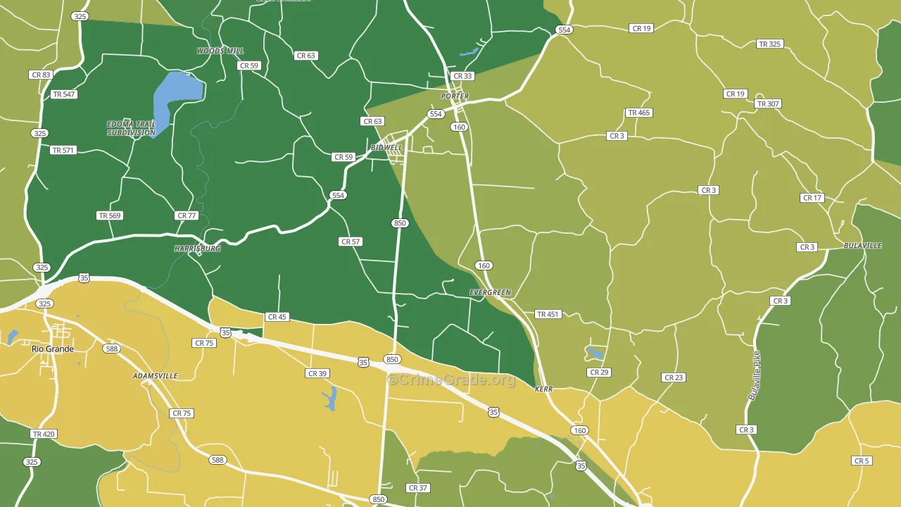 Bidwell, OH Map of Drug-Related Crime Rates