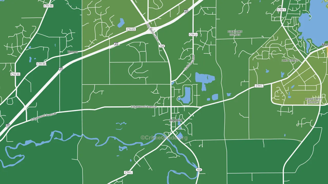 Big Bend, WI Map of Drug-Related Crime Rates