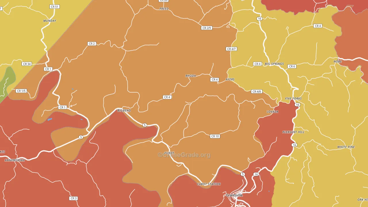 Big Bend, WV Map of Drug-Related Crime Rates