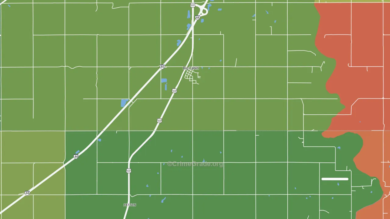 Big Cabin, OK Map of Drug-Related Crime Rates