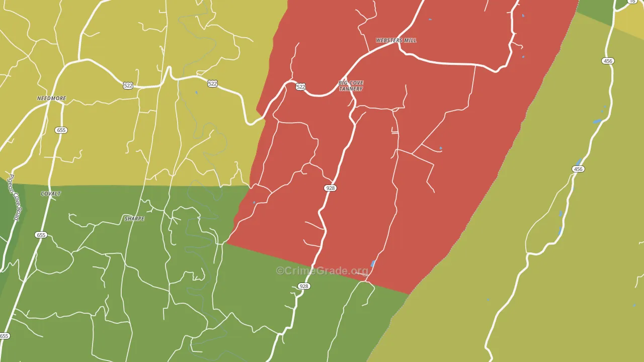 Big Cove Tannery, PA Map of Drug-Related Crime Rates