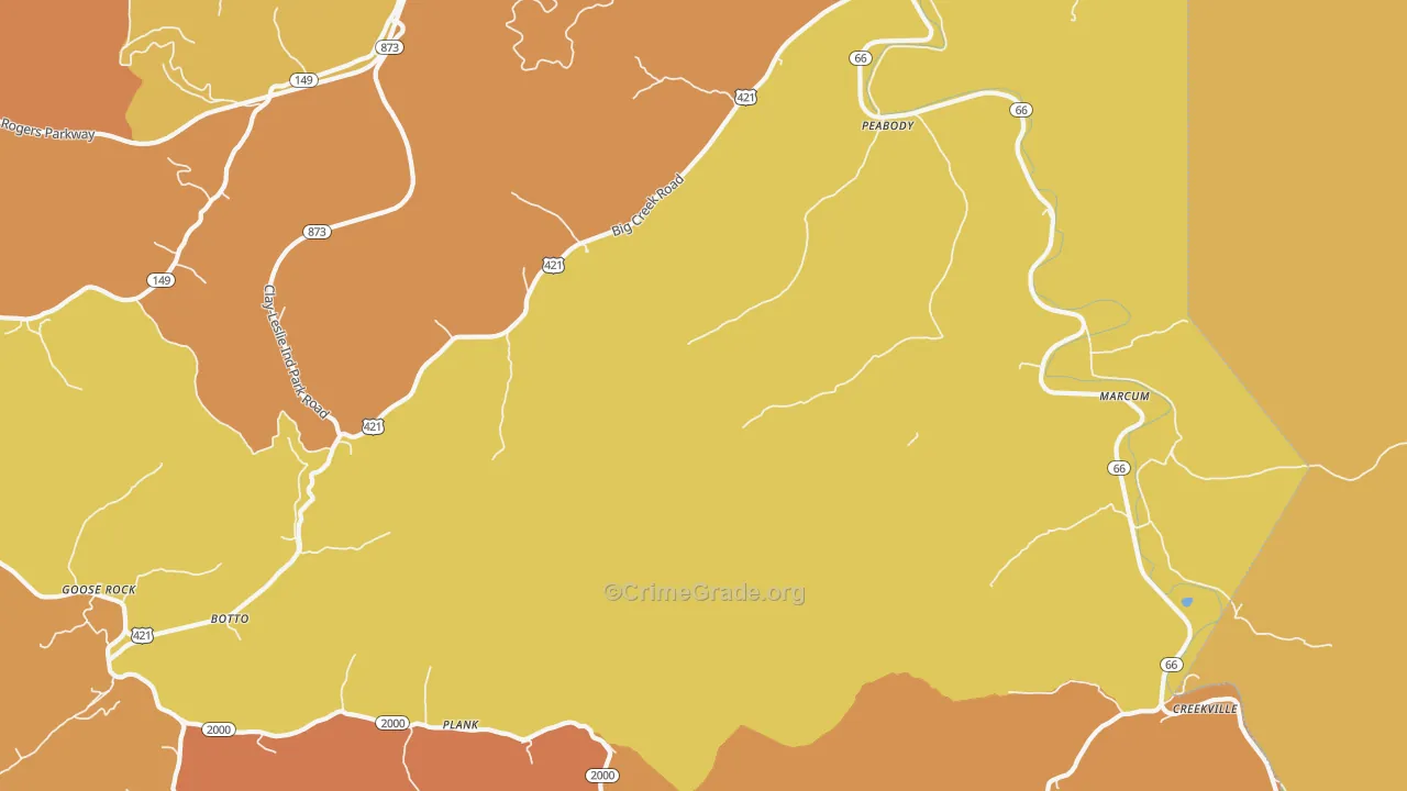 Big Creek, KY Map of Drug-Related Crime Rates