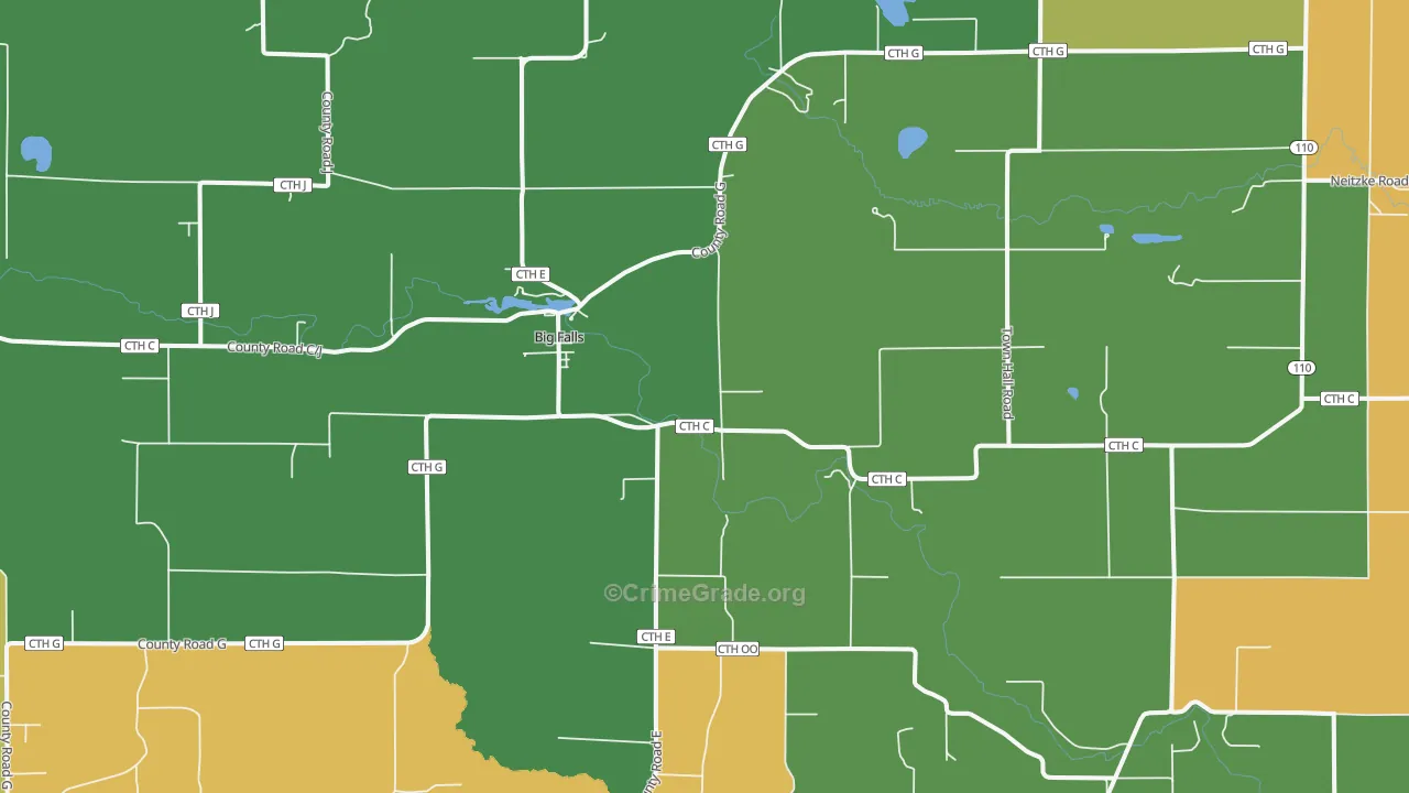 Big Falls, WI Map of Drug-Related Crime Rates