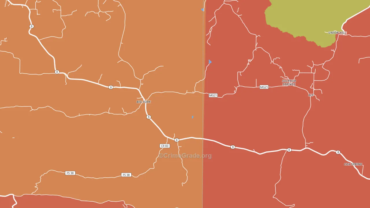 Big Fork, AR Map of Drug-Related Crime Rates