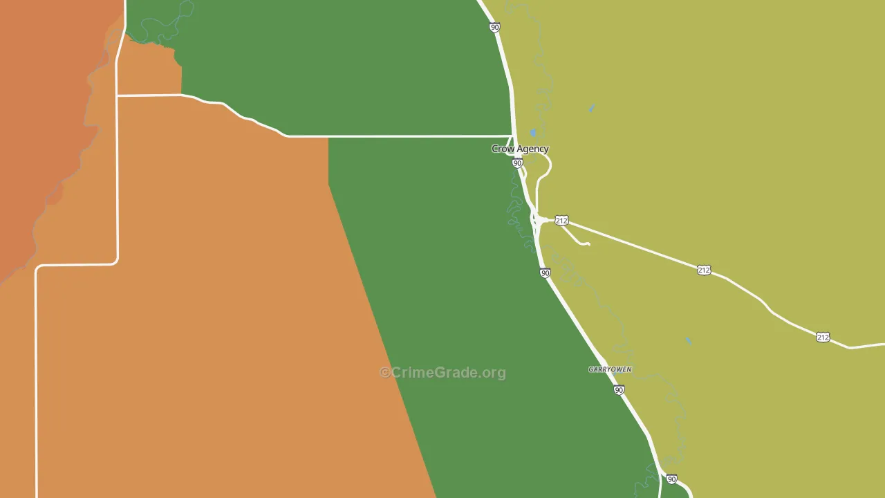 Big Horn County, MT Map of Drug-Related Crime Rates