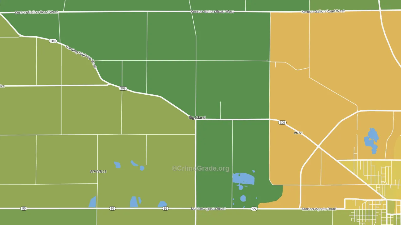 Big Island, OH Map of Drug-Related Crime Rates