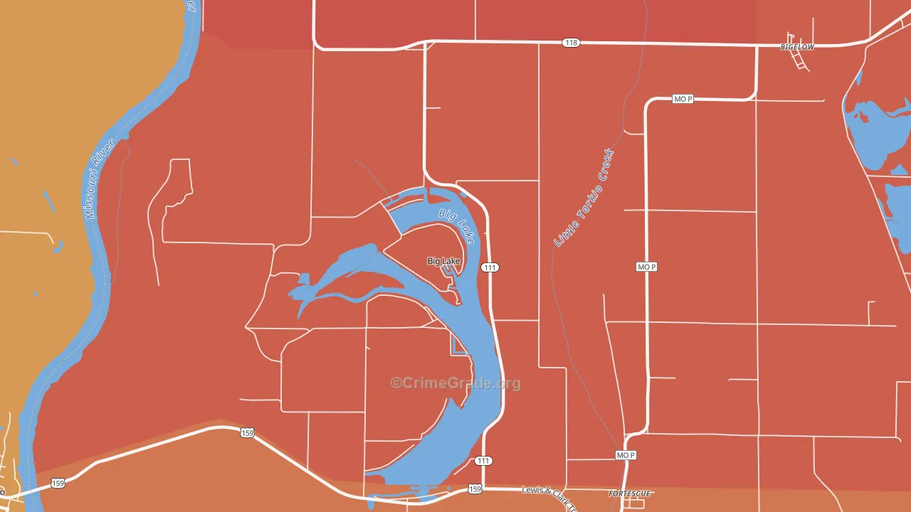 Big Lake, MO Map of Drug-Related Crime Rates
