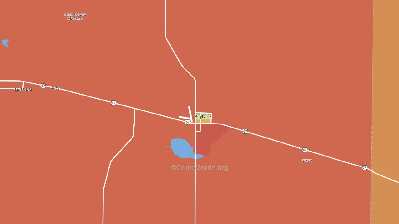 Big Lake, TX Map of Drug-Related Crime Rates