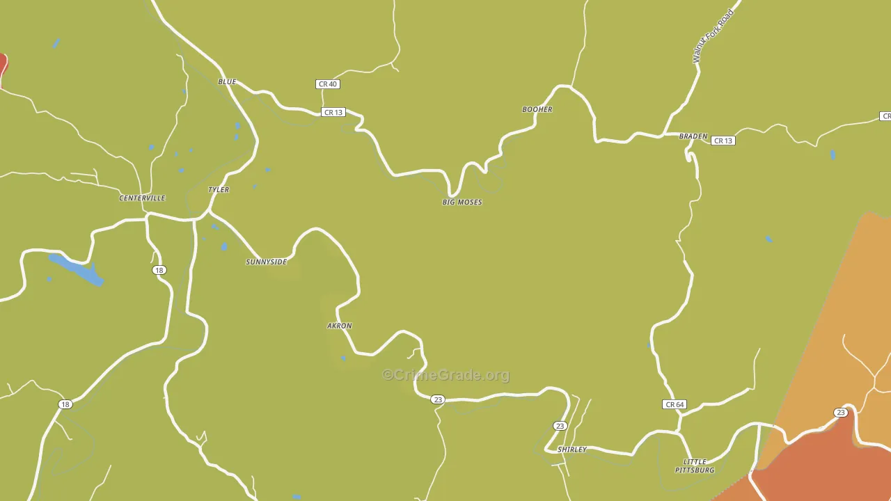 Big Moses, WV Map of Drug-Related Crime Rates