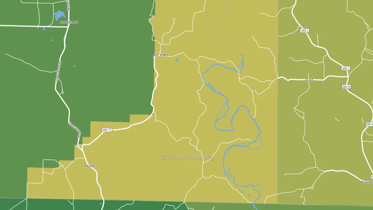 Big Piney, MO Map of Drug-Related Crime Rates