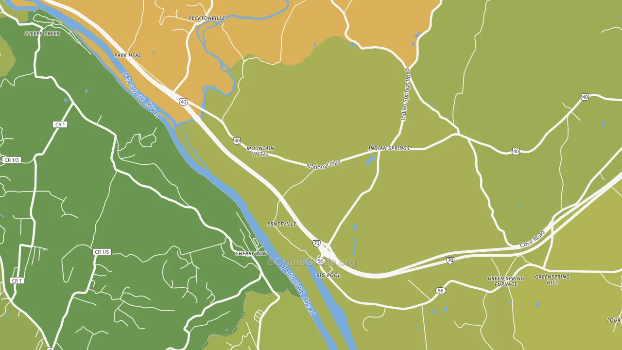 Big Pool, MD Map of Drug-Related Crime Rates