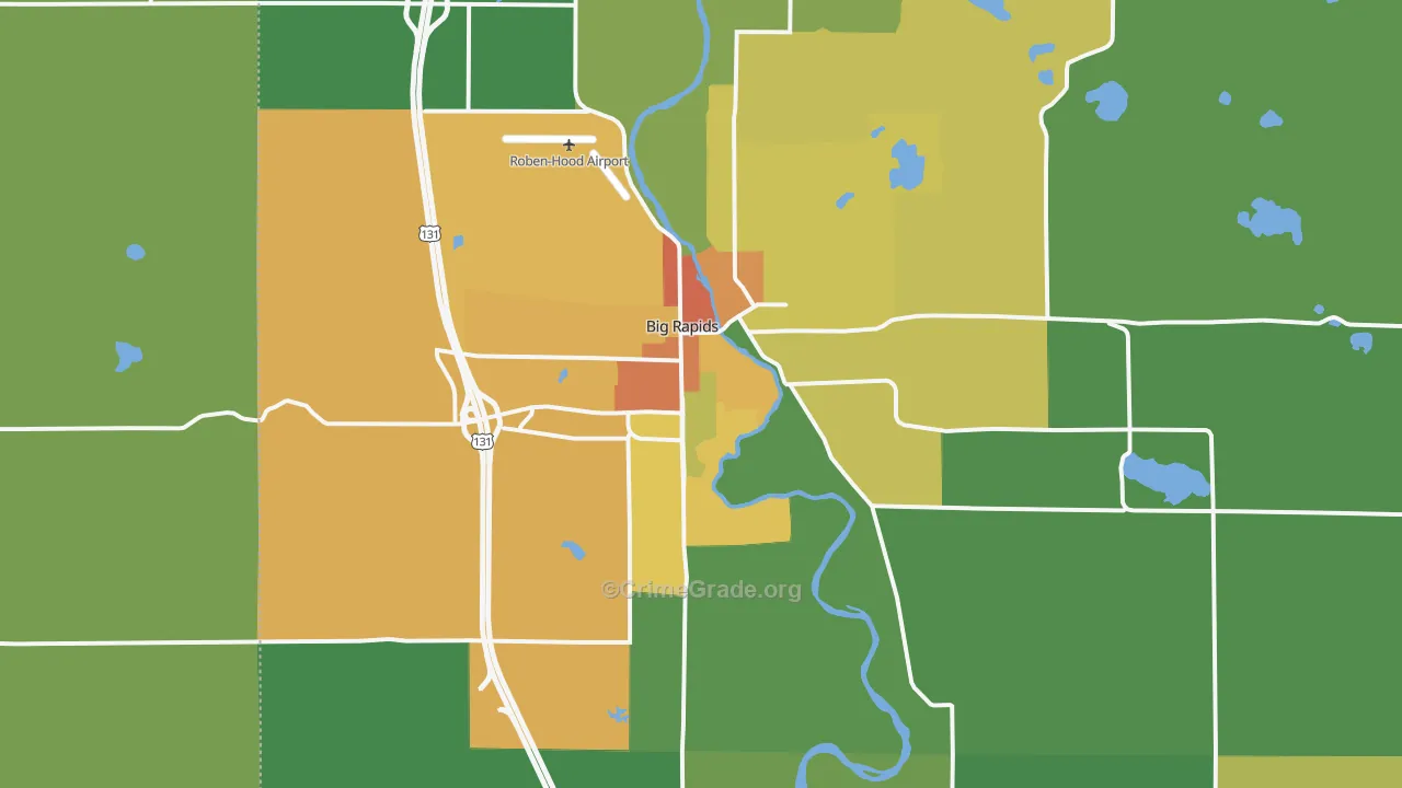 Big Rapids, MI Map of Drug-Related Crime Rates