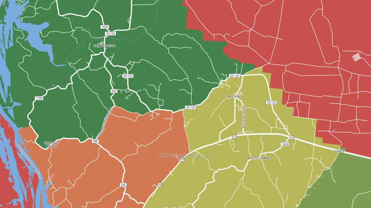 Big Rock, TN Map of Drug-Related Crime Rates