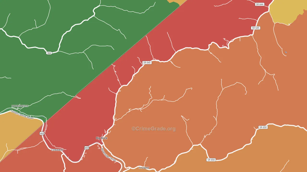 Big Rock, VA Map of Drug-Related Crime Rates