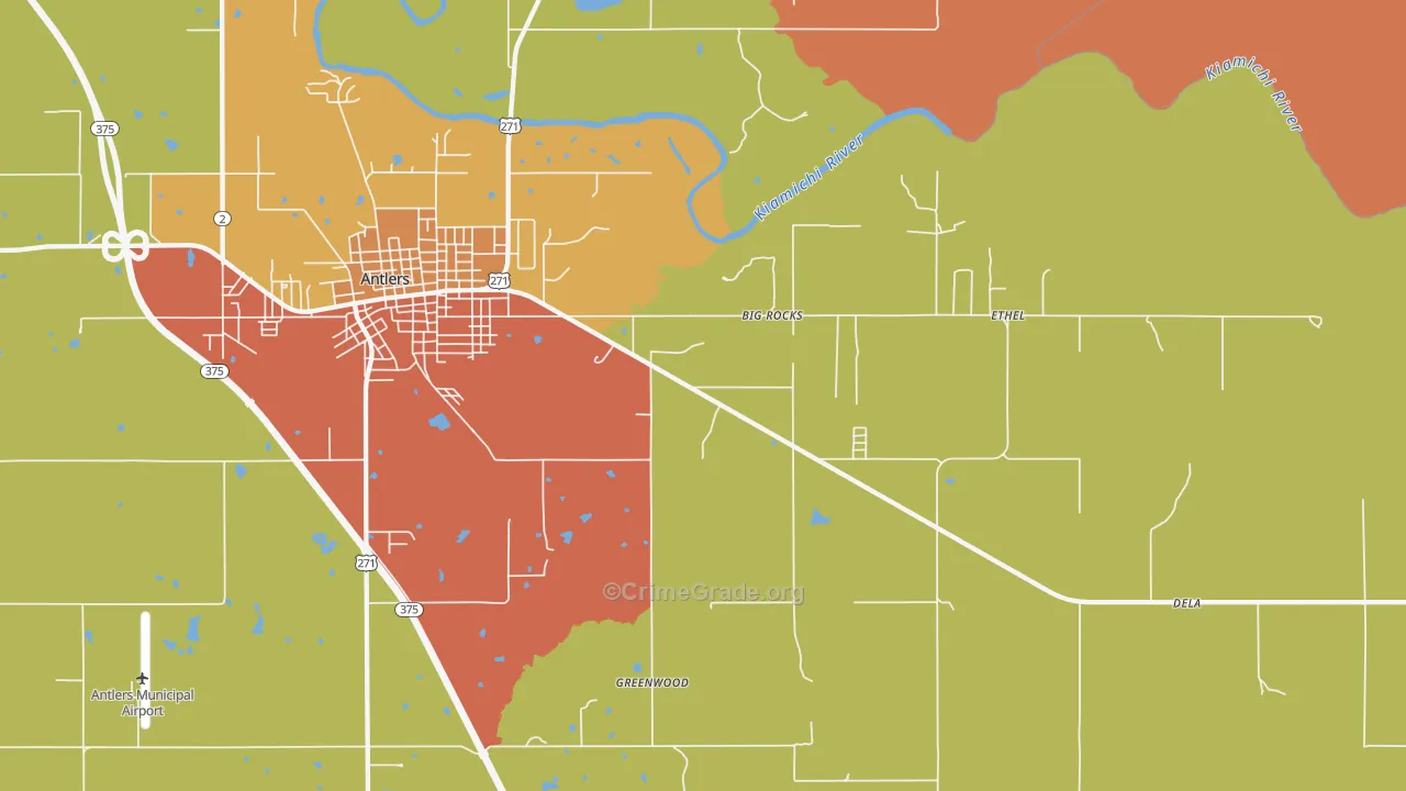 Big Rocks, OK Map of Drug-Related Crime Rates