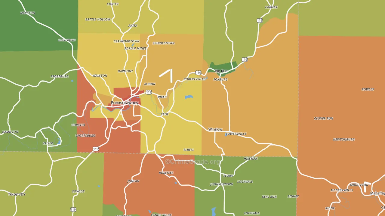 Big Run, PA Map of Drug-Related Crime Rates