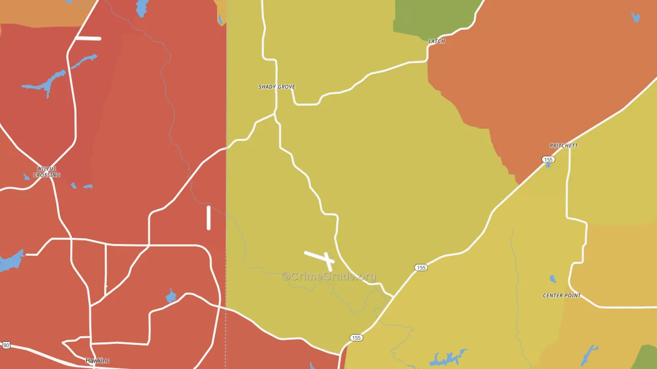 Big Sandy, TX Map of Drug-Related Crime Rates