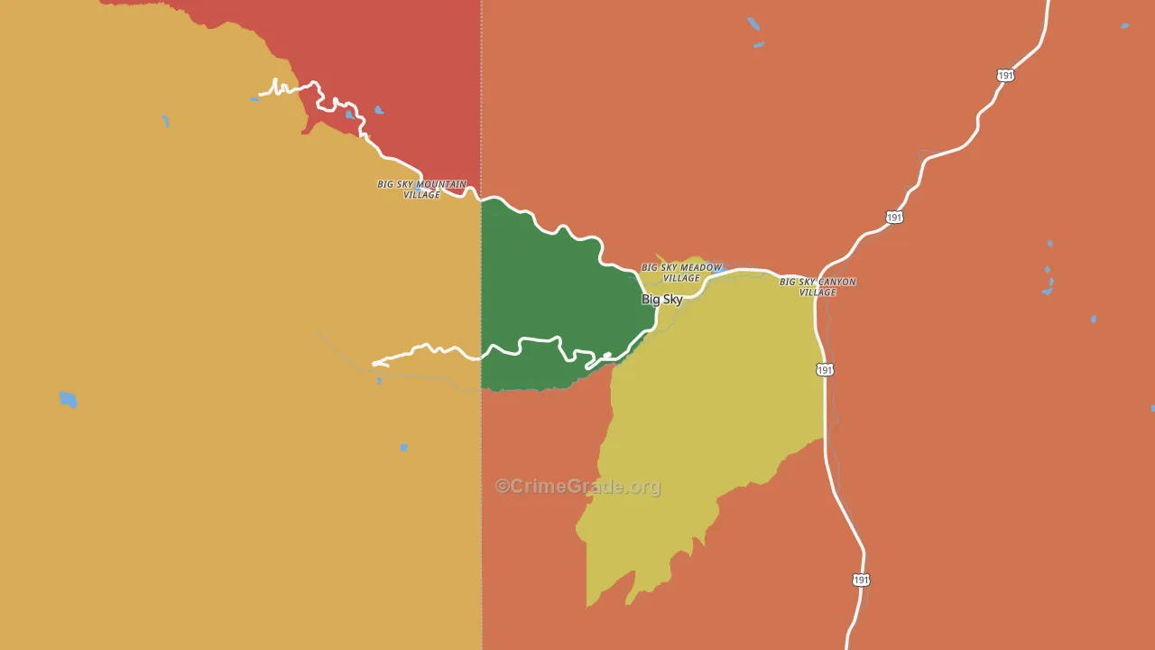 Big Sky, MT Map of Drug-Related Crime Rates