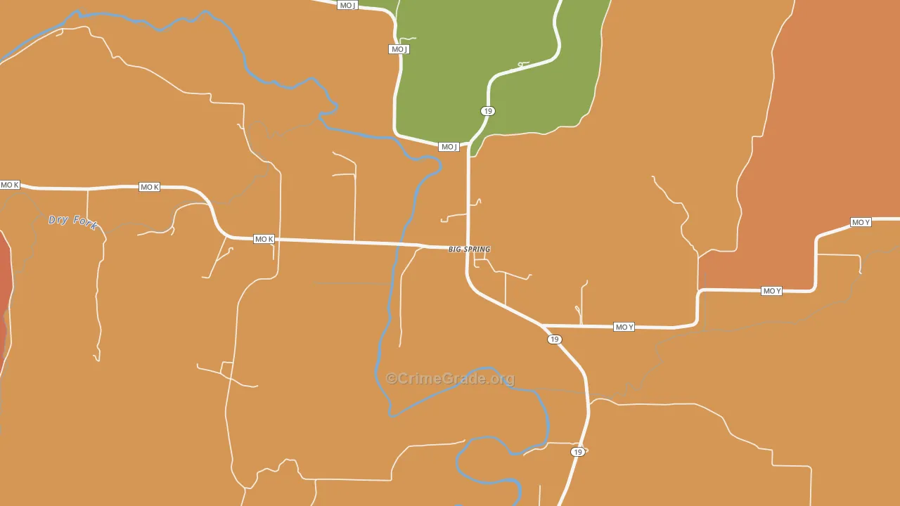 Big Spring, MO Map of Drug-Related Crime Rates