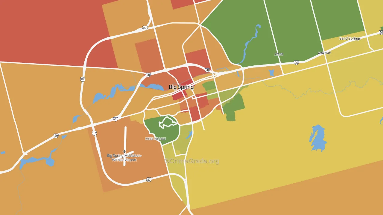 Big Spring, TX Map of Drug-Related Crime Rates