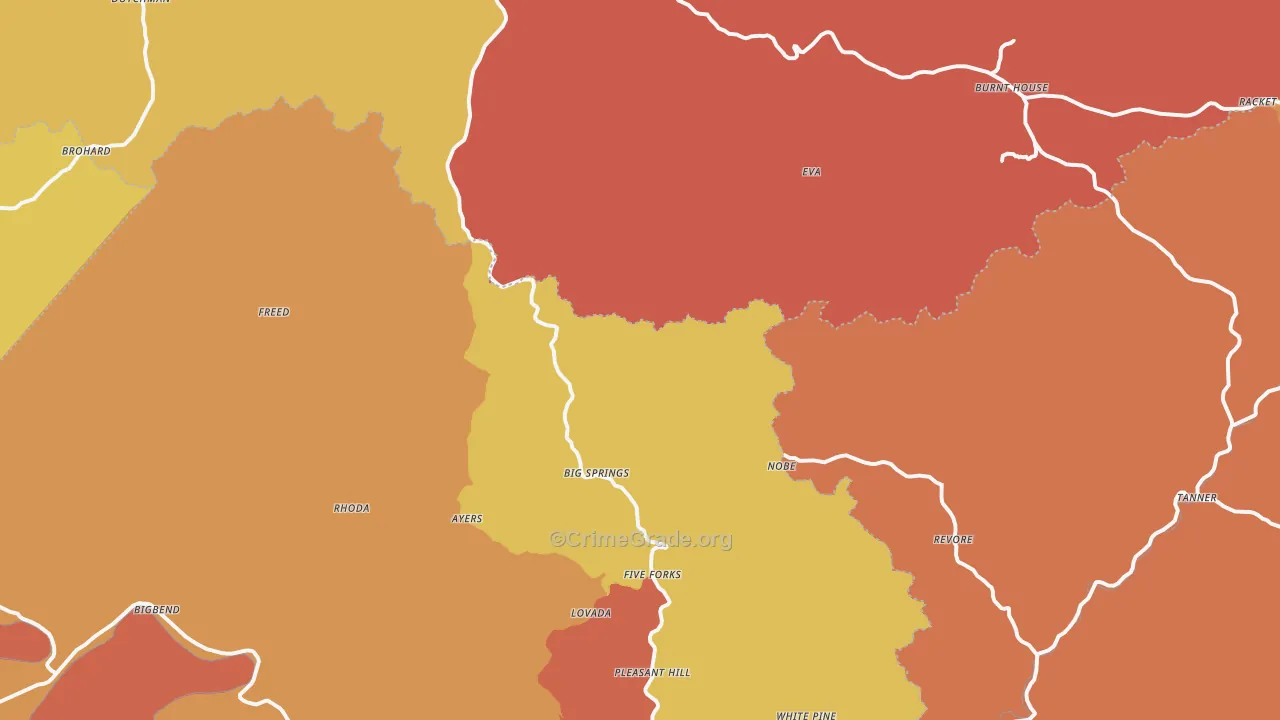 Big Springs, WV Map of Drug-Related Crime Rates