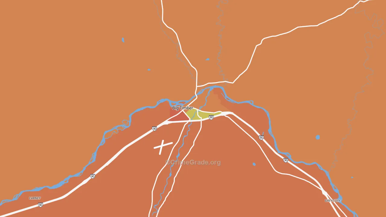 Big Timber, MT Map of Drug-Related Crime Rates