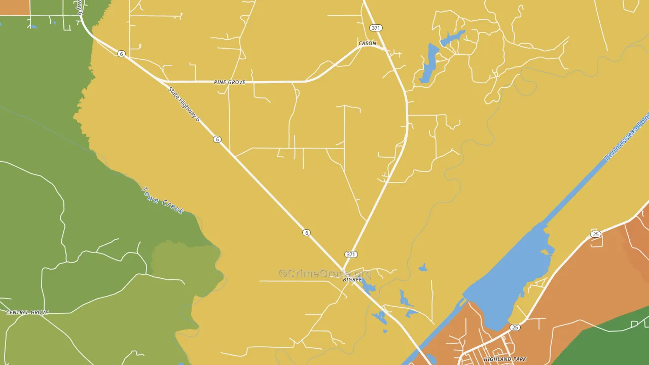 Bigbee, MS Map of Drug-Related Crime Rates