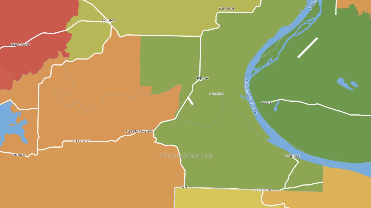 Bigelow, AR Map of Drug-Related Crime Rates