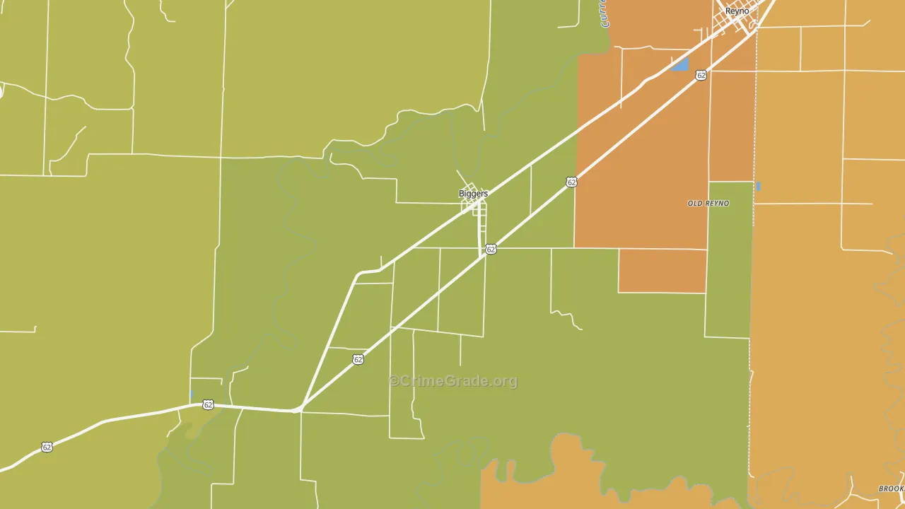 Biggers, AR Map of Drug-Related Crime Rates