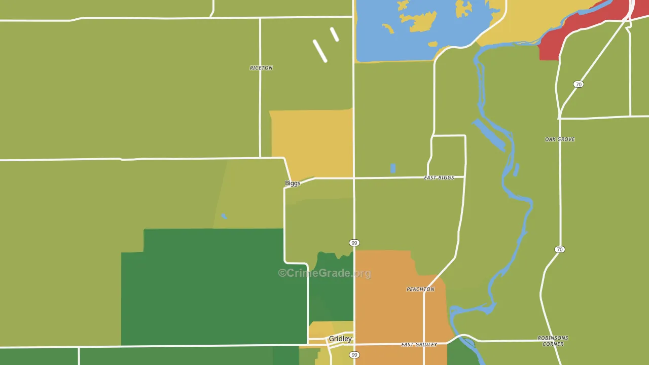Biggs, CA Map of Drug-Related Crime Rates