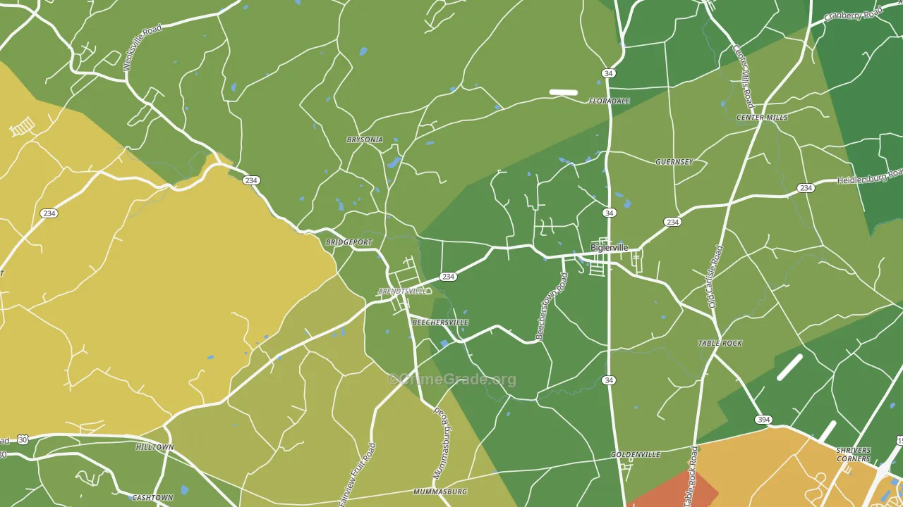 Biglerville, PA Map of Drug-Related Crime Rates