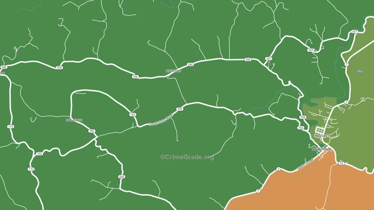 Bigstone, KY Map of Drug-Related Crime Rates