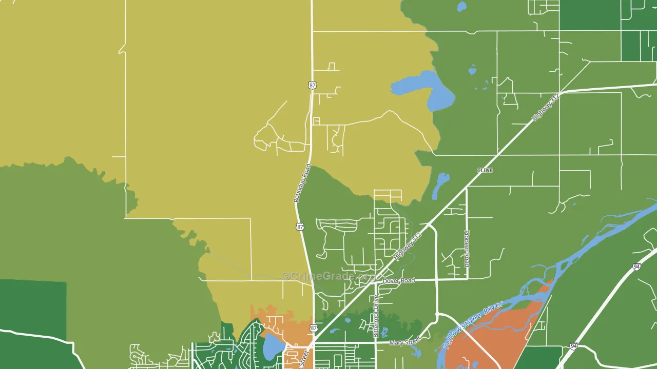 Billings Heights, MT Map of Drug-Related Crime Rates