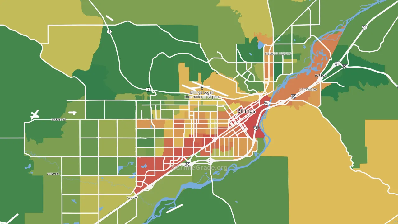 Billings, MT Map of Drug-Related Crime Rates