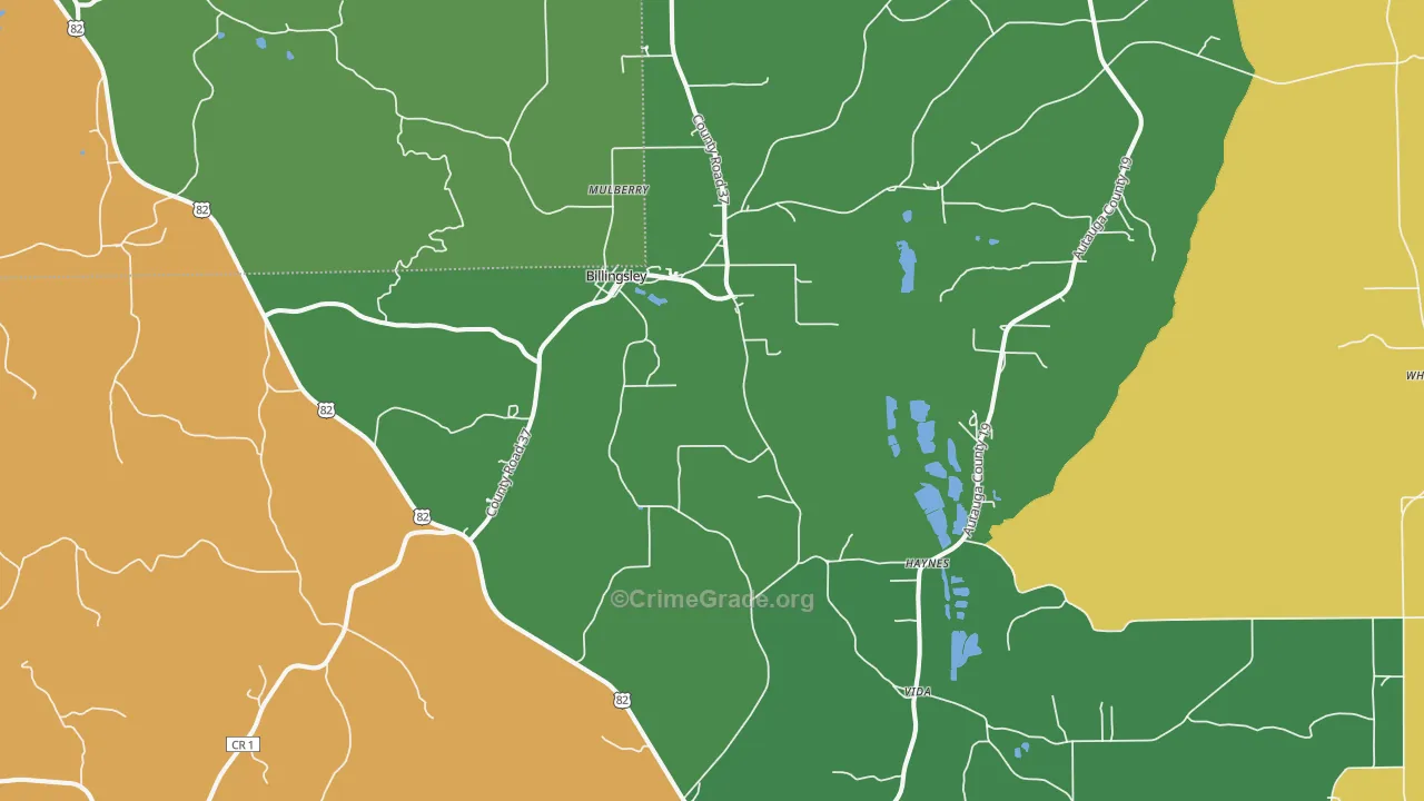 Billingsley, AL Map of Drug-Related Crime Rates