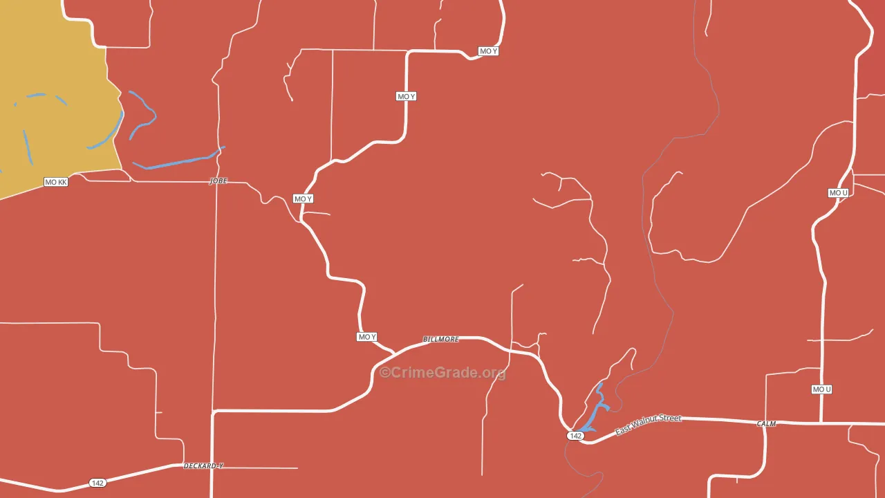 Billmore, MO Map of Drug-Related Crime Rates