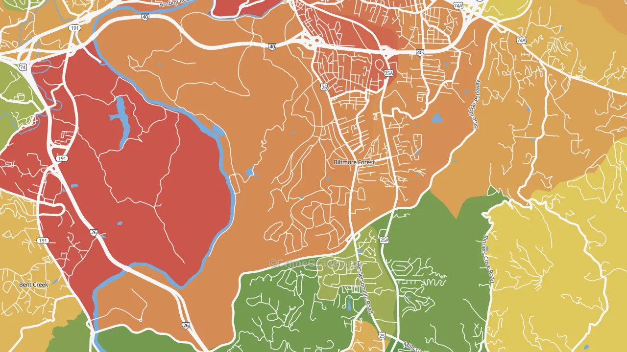 Biltmore Forest, NC Map of Drug-Related Crime Rates