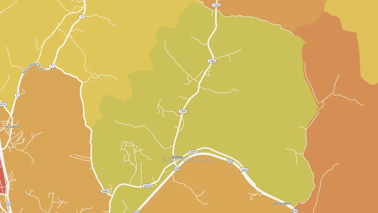 Bimble, KY Map of Drug-Related Crime Rates